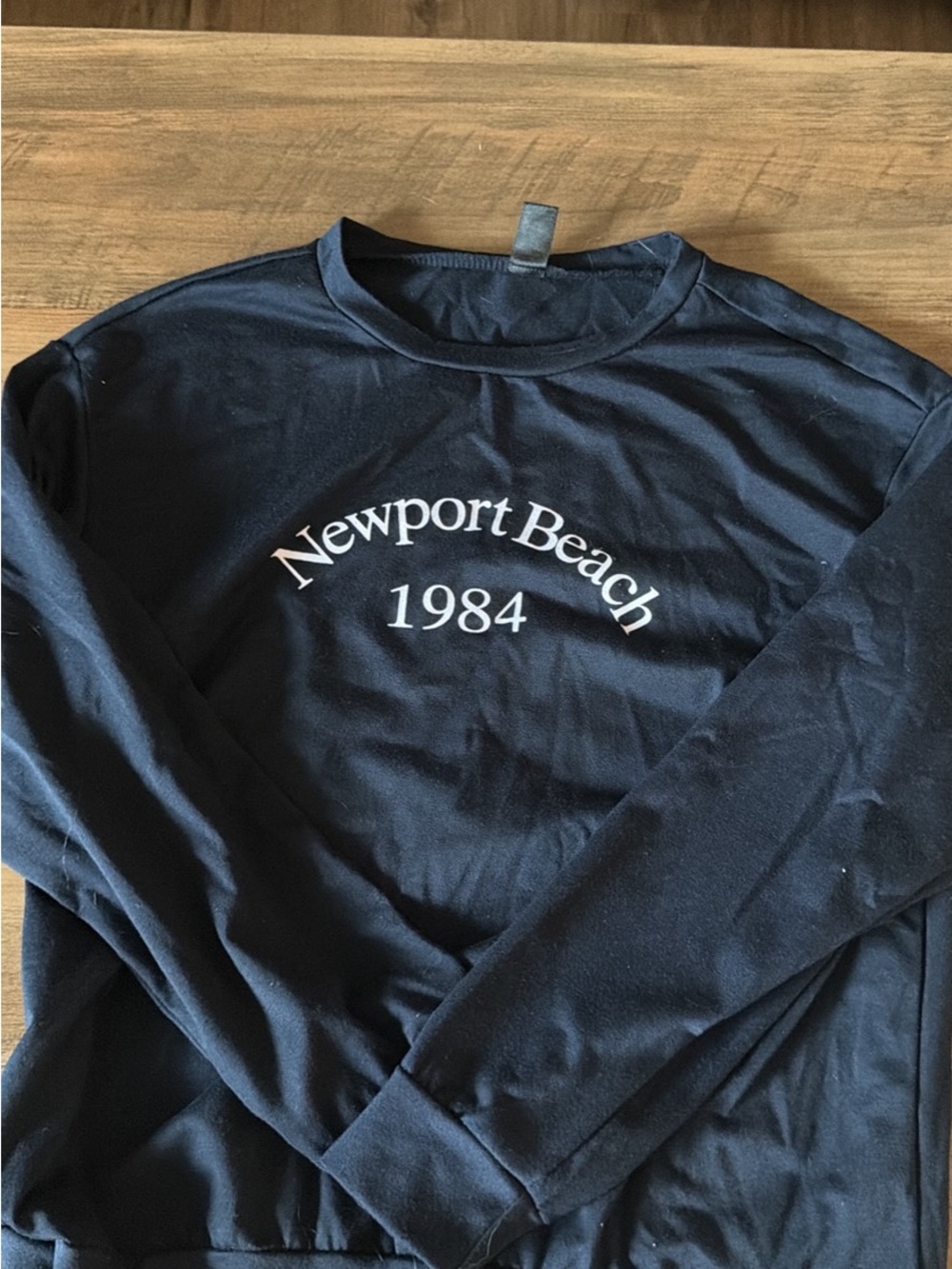 SHEIN Black 'Newport Beach 1984' Long-Sleeve Crewneck Sweatshirt